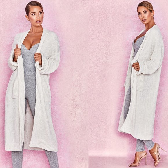 HOUSE OF CB 'Celine' Off White Chenille Slouchy Cardigan NWOT - Picture 7 of 8